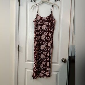 BOBEAU‎ Maxi Dress Women's Size XL Sleeveless Burgundy Floral Rayon NWT Boho